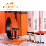 HERMES 0097 愛馬仕H字槍色扣橙色原版皮皮帶