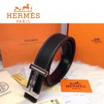 HERMES 0024 愛馬仕H字鑲鑽扣黑色原版皮皮帶