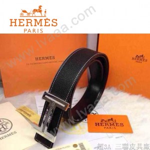 HERMES 0024 愛馬仕H字鑲鑽扣黑色原版皮皮帶