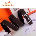 HERMES 0153 愛馬仕H字銀扣深咖色原版皮皮帶