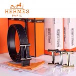 HERMES 0157 愛馬仕H字槍色扣黑色原版皮皮帶