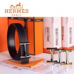 HERMES 0166 愛馬仕H字槍色扣黑色原版皮皮帶