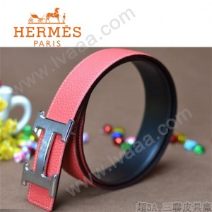 HERMES 0177 愛馬仕H字銀扣唇膏粉原版皮皮帶