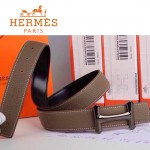 HERMES 0152 愛馬仕H字扣卡其色原版皮皮帶