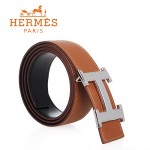 HERMES 0151 愛馬仕H字魚皮紋銀扣土黃色原版皮皮帶