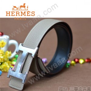 HERMES 0178 愛馬仕H字銀扣大象灰原版皮皮帶