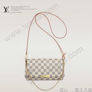 LV N41277 新款女士FAVORITE 白格小號斜跨包宴會手拿包