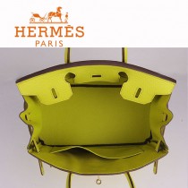 HERMES 6088-7 新款女包檸檬黃金扣Birkin鉑金包30CM荔枝紋牛皮手提包