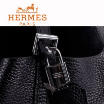 HERMES 8615 新款 PICOTIN 黑色MM TAURILLION皮 女士手提包