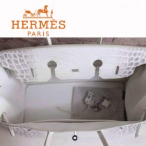 HERMES 1286 新款人氣熱銷女士灰配白金扣鱷魚皮單肩包