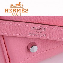 HERMES 6108-6 名媛女包 牛皮荔枝紋凱莉32CM櫻花粉銀扣單肩手提包