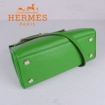 HERMES 6108-3 名媛女包 牛皮荔枝紋凱莉32CM果綠色金扣單肩手提包