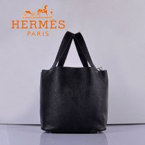 HERMES 8615 新款 PICOTIN 黑色MM TAURILLION皮 女士手提包