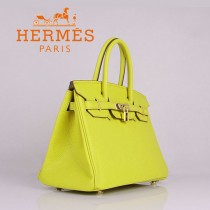 HERMES 6088-7 新款女包檸檬黃金扣Birkin鉑金包30CM荔枝紋牛皮手提包