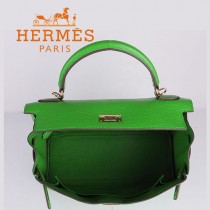 HERMES 6108-3 名媛女包 牛皮荔枝紋凱莉32CM果綠色金扣單肩手提包