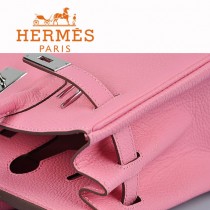 HERMES 6088-10 新款女包櫻花粉銀扣Birkin鉑金包30CM荔枝紋牛皮手提包