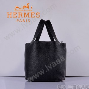 HERMES 8615 新款 PICOTIN 黑色MM TAURILLION皮 女士手提包