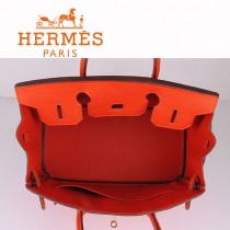 HERMES 6088-3 休閑女包 30CM鉑金包  荔枝紋手提包 橙色金扣流行包