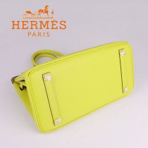 HERMES 6088-7 新款女包檸檬黃金扣Birkin鉑金包30CM荔枝紋牛皮手提包