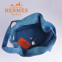 HERMES 8615-6 早春新款時尚歐美中藍色萊藍包女士手提包