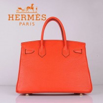 HERMES 6088-3 休閑女包 30CM鉑金包  荔枝紋手提包 橙色金扣流行包
