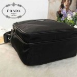 PRADA VA1029 春夏商務休閒男士黑色防水布料配原版牛皮單肩斜挎包