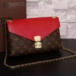 LV M41201-2 名媛必備新款PALLAS CHAIN系列櫻桃紅原版皮單肩晚宴包手拿包