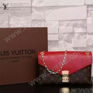 LV M41201-2 名媛必備新款PALLAS CHAIN系列櫻桃紅原版皮單肩晚宴包手拿包