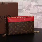 LV M41201-2 名媛必備新款PALLAS CHAIN系列櫻桃紅原版皮單肩晚宴包手拿包