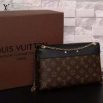 LV M41223 名媛必備新款PALLAS CHAIN系列黑色原版皮單肩晚宴包手拿包