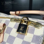 LV N41002-2 時尚經典新款女士SPEEDY 30白色棋盤格原版皮波士頓包