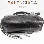 BALENCIAGA 085332-8-黑色進口油皮卡古銅小釘 巴黎世家女士手提包 時尚單肩包