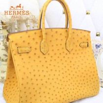 HERMES 1170 新款太陽黃鴕鳥皮原版皮35cm女士手提包