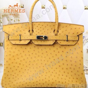 HERMES 1170 新款太陽黃鴕鳥皮原版皮35cm女士手提包