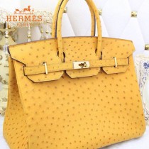 HERMES 1170 新款太陽黃鴕鳥皮原版皮35cm女士手提包