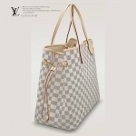 LV N41360 潮流人氣新款女士Neverful白棋盤格配小包大號購物袋肩背包