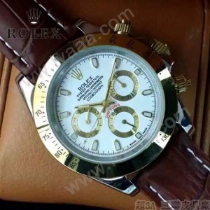 ROLEX-012-7 新款商務男士宇宙型迪通拿間金外圈皮帶款腕錶