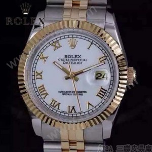 ROLEX-07-29 時尚新款商務男士間金系列日誌型藍寶石鏡面鋼帶腕錶