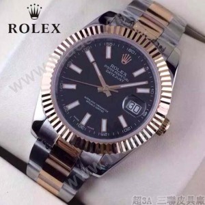 ROLEX-07-24 時尚新款商務男士間玫瑰金系列日誌型藍寶石鏡面鋼帶腕錶