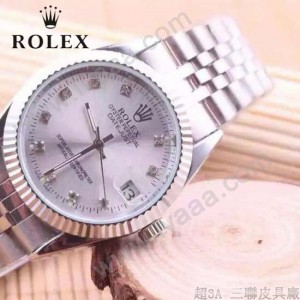 ROLEX-06-17 人氣熱銷商務男士日誌型藍寶石鏡面閃亮銀鋼帶款腕錶