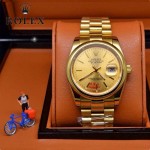 ROLEX-06-2 人氣熱銷商務男士日誌型藍寶石鏡面土豪金鋼帶款腕錶