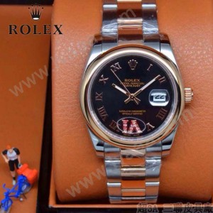 ROLEX-07-3 時尚新款商務男士間玫瑰金系列日誌型藍寶石鏡面鋼帶腕錶