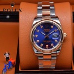 ROLEX-07-18 時尚新款商務男士間玫瑰金系列日誌型藍寶石鏡面鋼帶腕錶