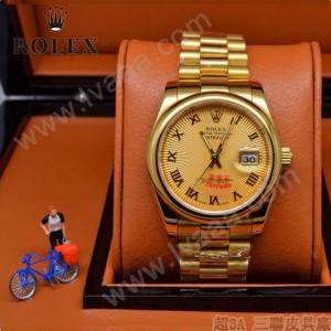 ROLEX-06-3 人氣熱銷商務男士日誌型藍寶石鏡面土豪金鋼帶款腕錶