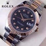 ROLEX-07-26 時尚新款商務男士間玫瑰金系列日誌型藍寶石鏡面鋼帶腕錶