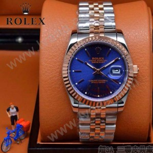 ROLEX-07-16 時尚新款商務男士間玫瑰金系列日誌型藍寶石鏡面鋼帶腕錶