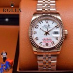 ROLEX-07-8 型男必備商務精英玫瑰金日誌型藍寶石鏡面鋼帶腕錶