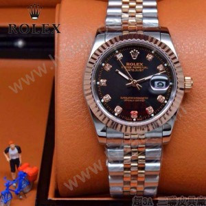 ROLEX-07-7 時尚新款商務男士間玫瑰金系列日誌型藍寶石鏡面鋼帶腕錶