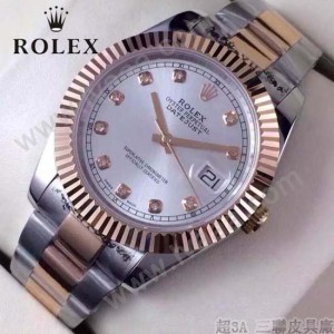 ROLEX-07-22 時尚新款商務男士間玫瑰金系列日誌型藍寶石鏡面鋼帶腕錶