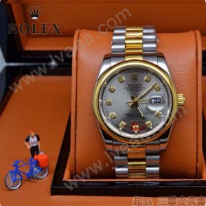 ROLEX-06-12 人氣熱銷商務男士間金系列日誌型藍寶石鏡面鋼帶款腕錶